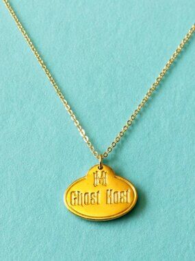 10k Solid Gold Ghost Host Name Tag 15mm x 20mm Pendant Necklace